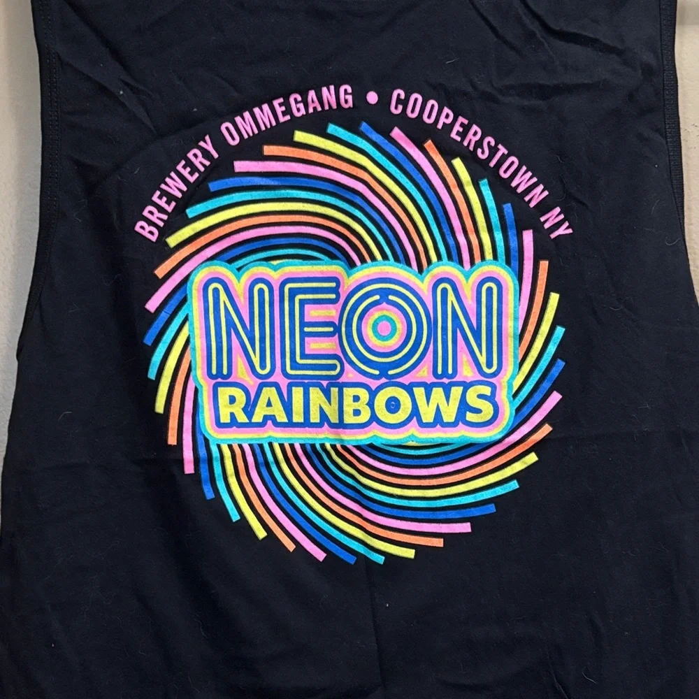 Ommegang Brewery Black Neon Rainbows Tank Top - Picture 2 of 4